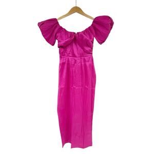 Abercrombie & Fitch Dress Womans Small P Pink Taffeta Off The Shoulder Midi NWT
